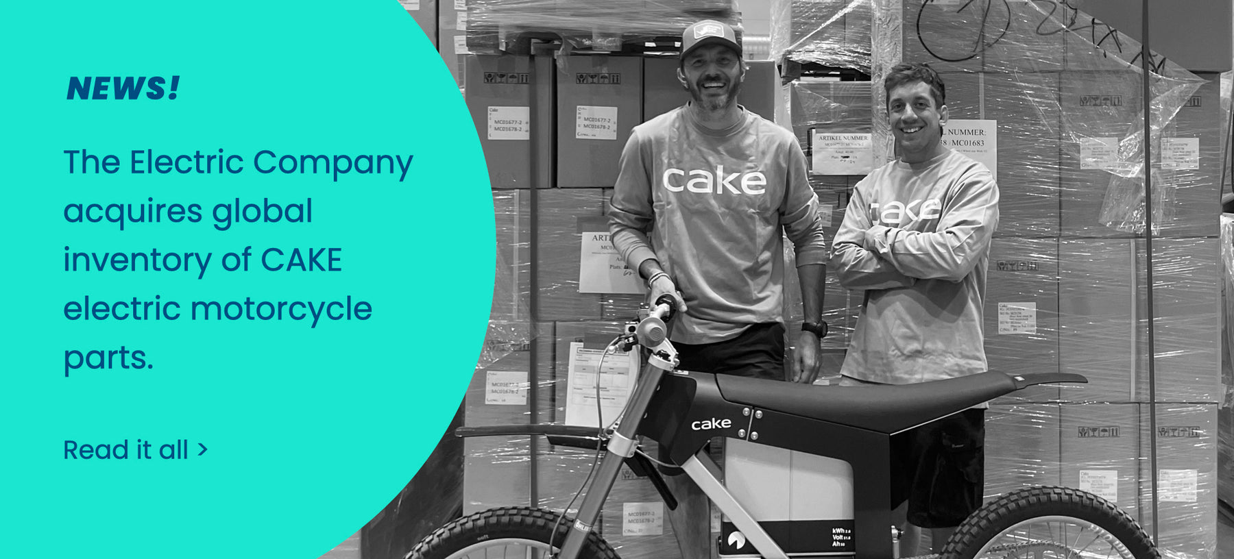 The Electric Company acquires global inventory of CAKE electric motorcycle parts